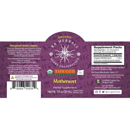 Ra Herbals Certified Organic Motherwort Tincture - (1 oz)