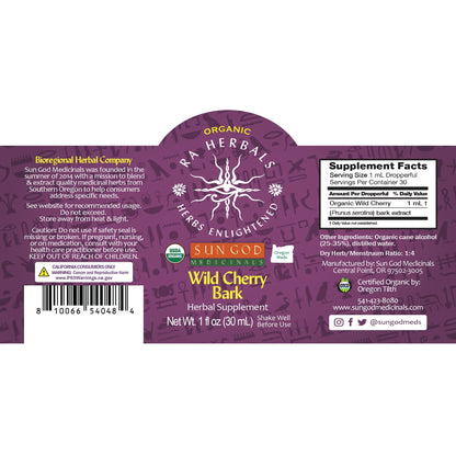 Ra Herbals Certified Organic Wild Cherry Bark Tincture - (1 oz)
