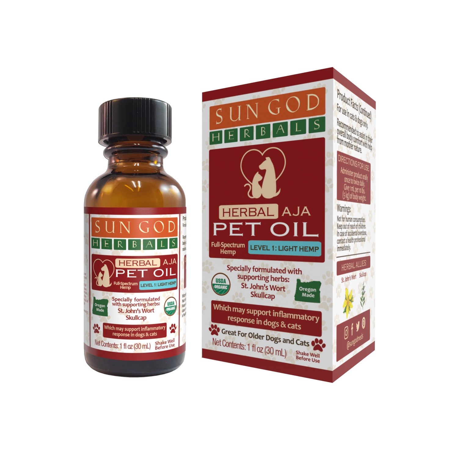 Organic Aja Relief Hemp Pet Oil - Sun God Medicinals
