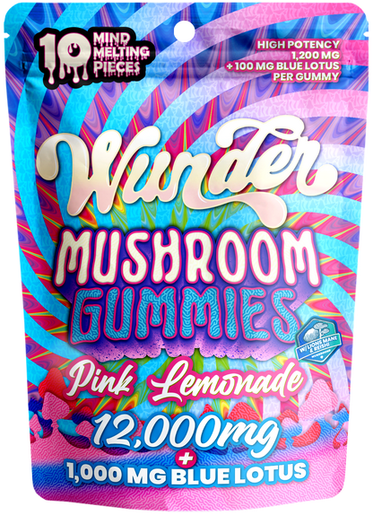 Wunder High Potency Mushroom Gummies — Pink Lemonade (12,000 mg blend)