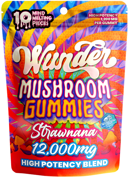 Wunder High Potency Mushroom Gummies — Strawnana (12,000 mg blend)