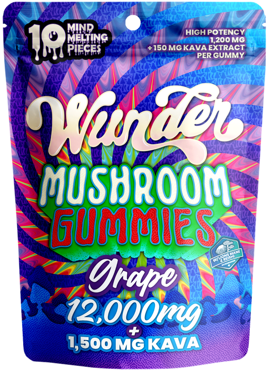 Wunder High Potency Mushroom Gummies — Grape (12,000 mg blend)