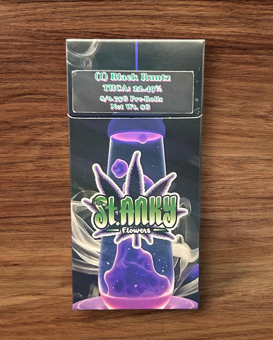 St. Anky Flowers Pre-Roll Pack - Black Runtz - THCA: 22.49% - Hybrid - Exotic Hemp Flower