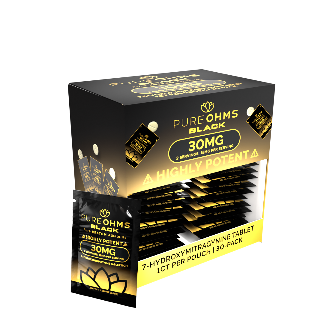Pure Ohms Black 7-Hydroxy Tabs 30mg Singles - (Blue Raspberry)