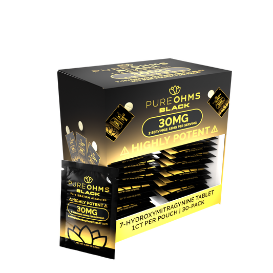 Pure Ohms Black 7-Hydroxy Tabs 30mg Singles - (Blue Raspberry)