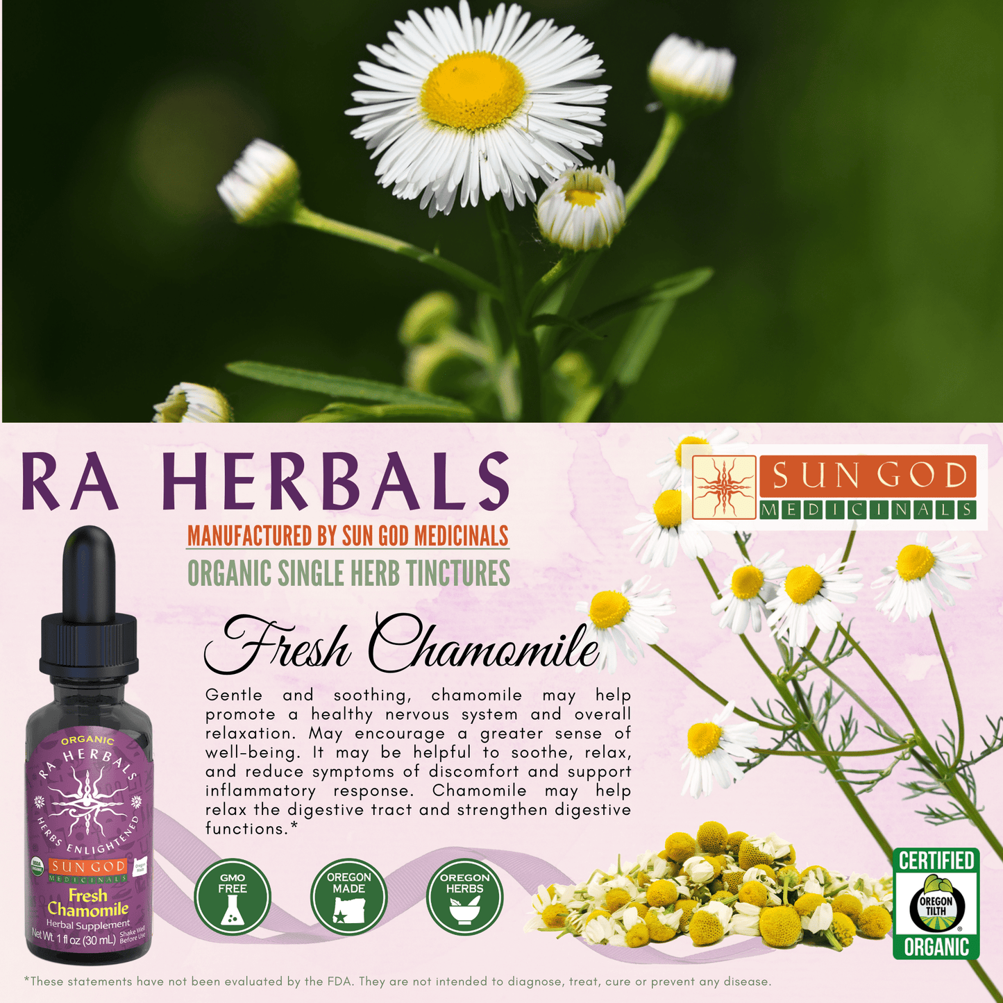 Ra Herbals Certified Organic Chamomile Tincture - (1 oz)