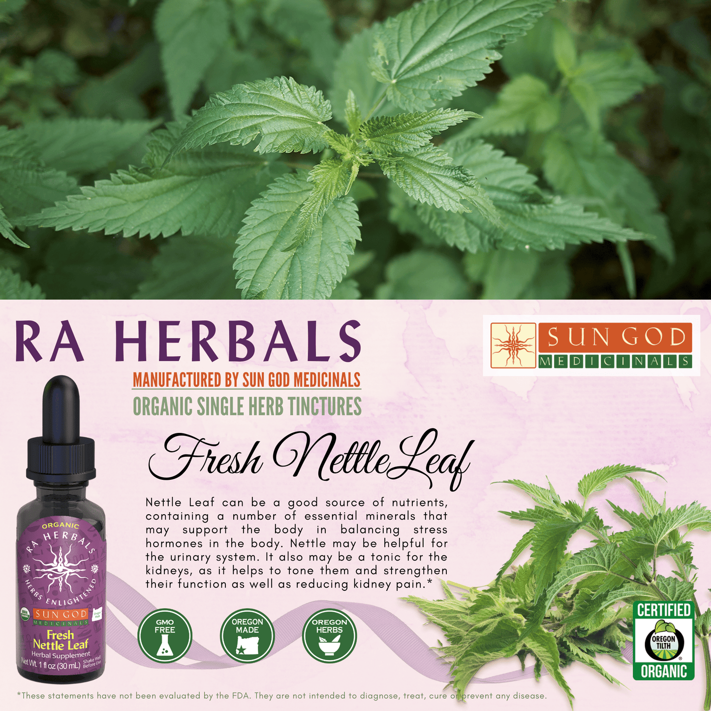 Ra Herbals Certified Organic Nettle Leaf Tincture - (1 oz)