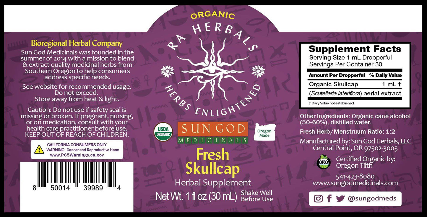 Ra Herbals Certified Organic Skullcap Tincture - (1 oz)