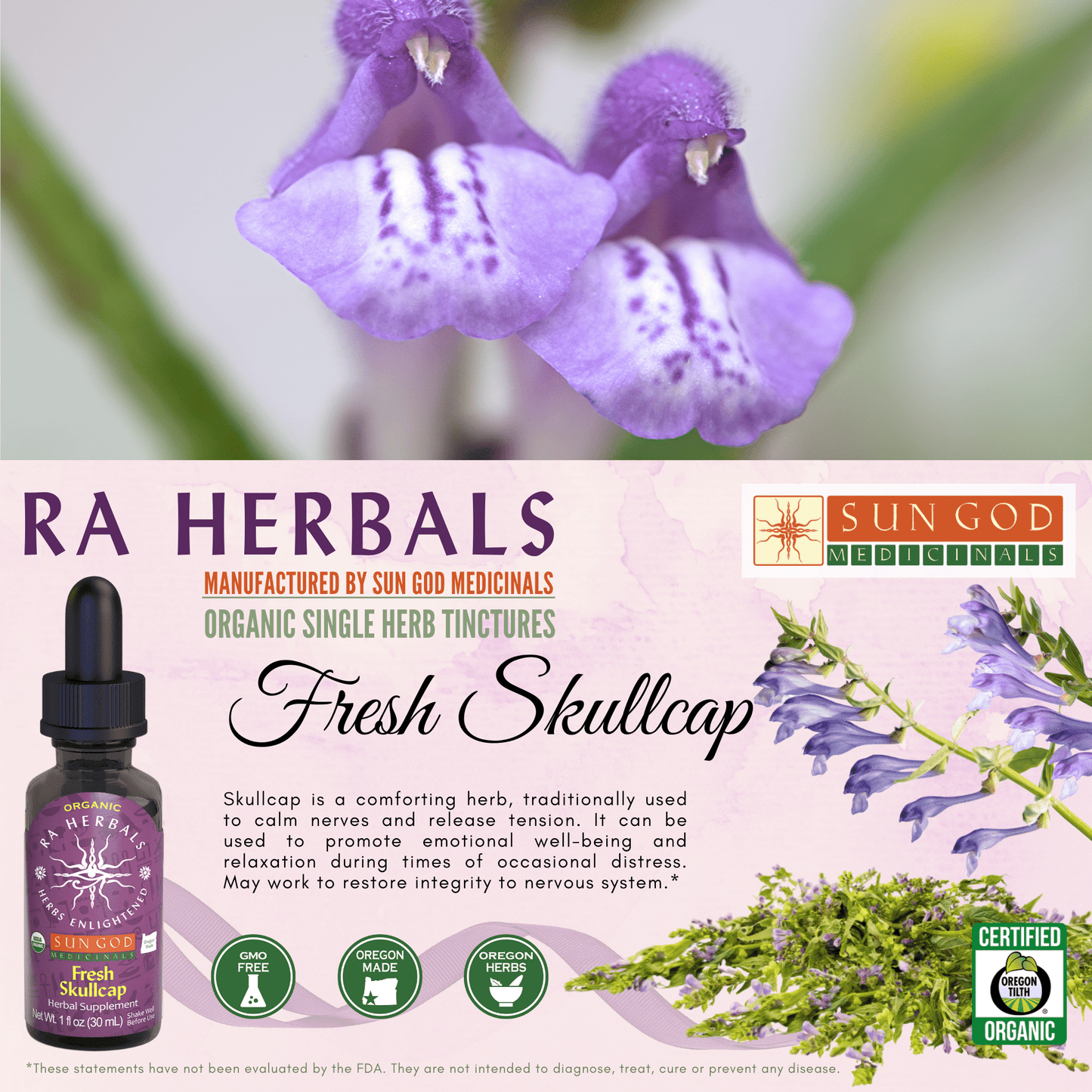 Ra Herbals Certified Organic Skullcap Tincture - (1 oz)