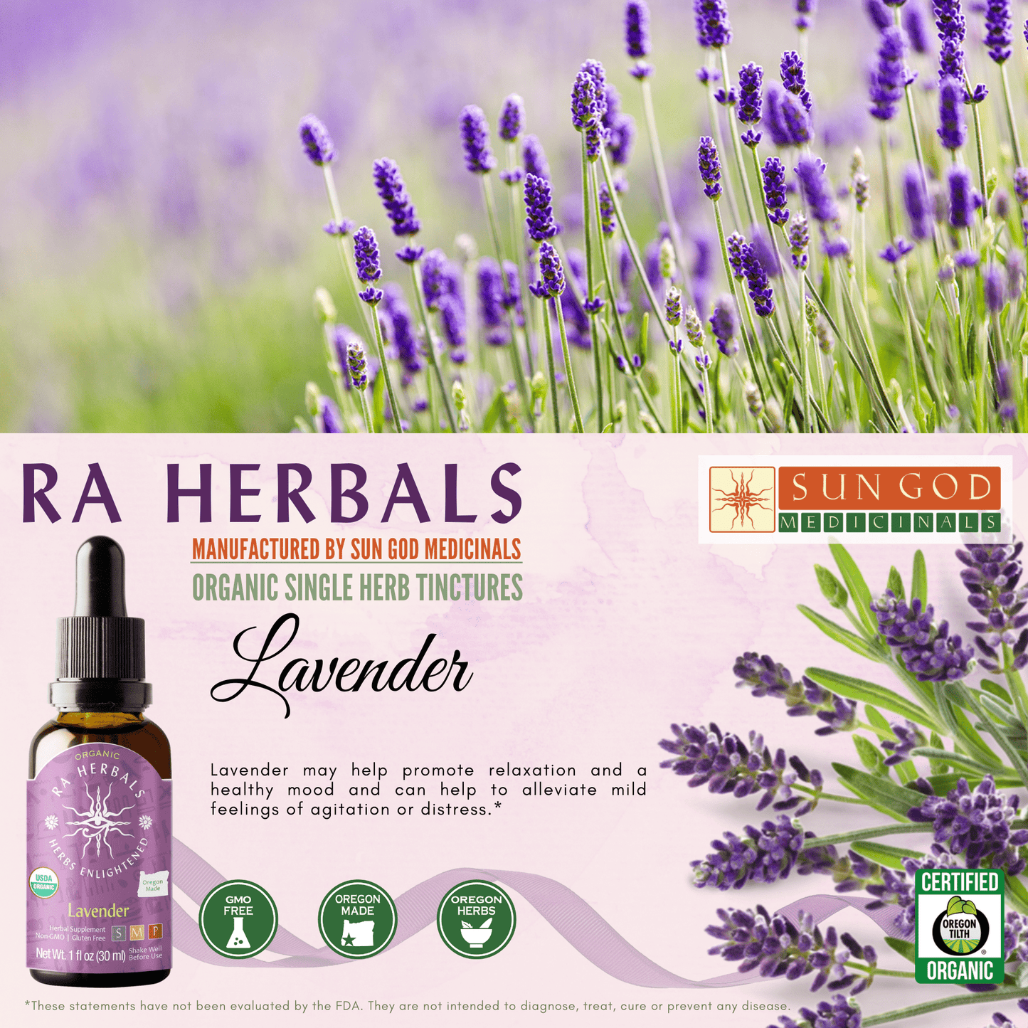 Ra Herbals Certified Organic Lavender Tincture - (1 oz)