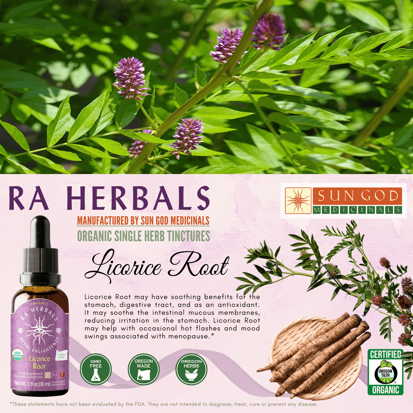 Ra Herbals Certified Organic Licorice Root Tincture - (1 oz)