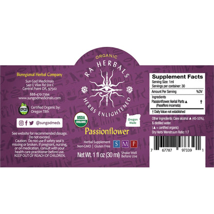 Ra Herbals Certified Organic Passionflower Tincture - (1 oz)