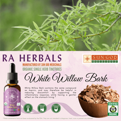 Ra Herbals Certified Organic White Willow Bark Tincture - (1 oz)